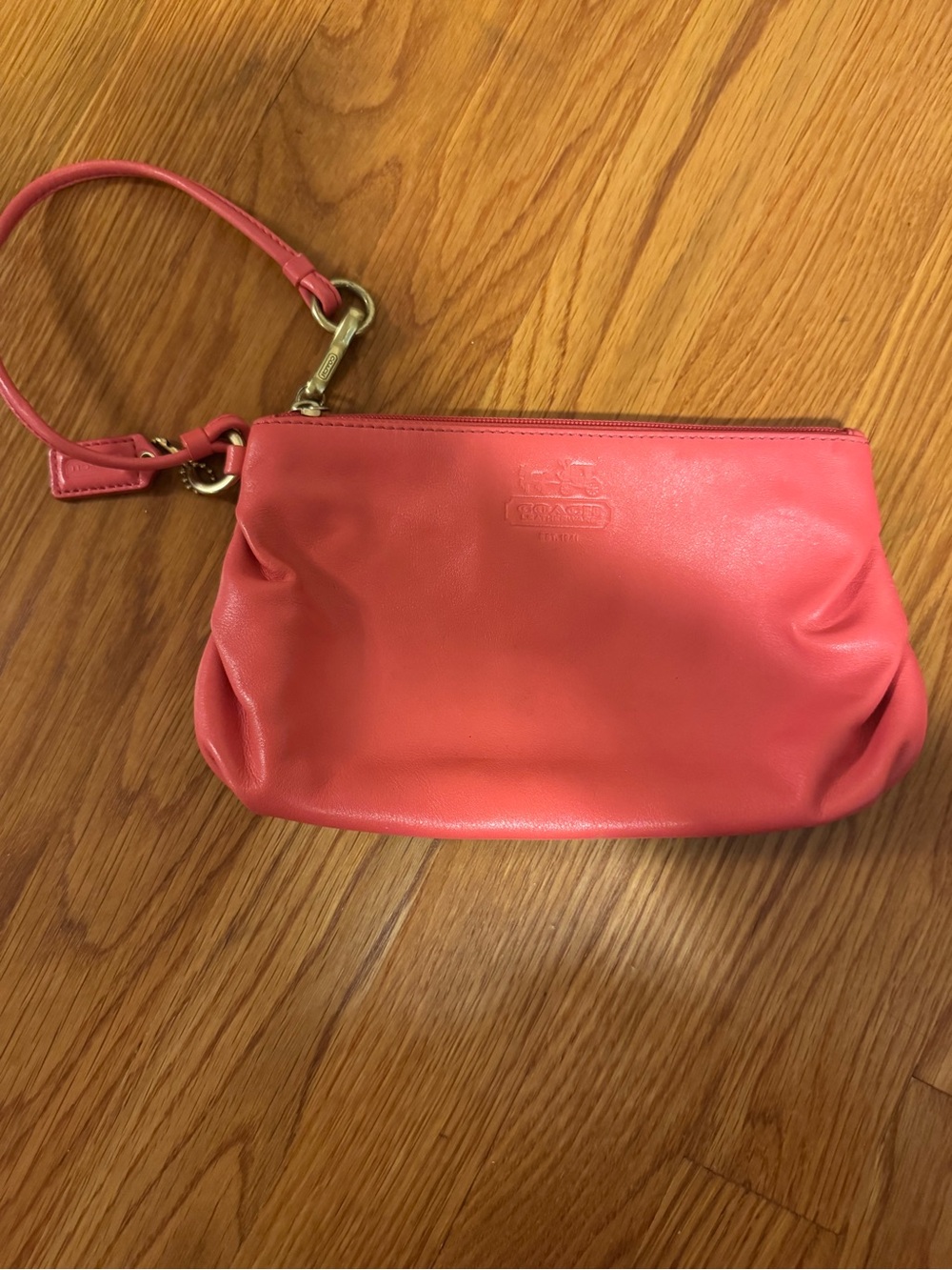 Coach Coral Leather Wristlet with Removable Strap